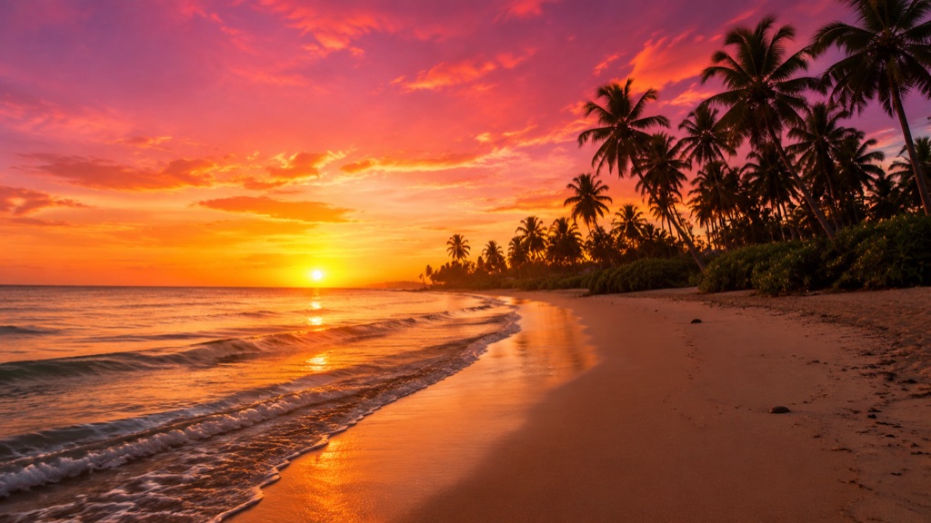 Tropical beach sunset