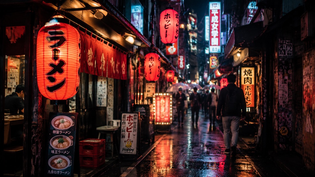 Tokyo back alley at night
